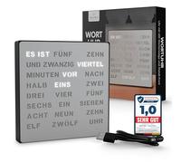 Bada Bing Elegante orologio a LED con parola tedesca con cavo USB, effetto metallo, colore argento, orologio da parete o da appoggiare, di alta qualità 01