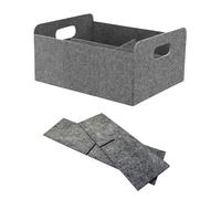 Bada Bing Robusto cestino in feltro grigio per scaffale e guardaroba, organizer pieghevole, piccolo cestino pieghevole per la conservazione, contenitore in feltro, cestino per scaffali