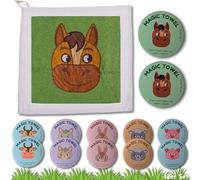 Bada Bing - Set di 12 asciugamani magici - Asciugamani incantati di cotone per bambini - Tema: fattoria - Asciugamano magico per bambini ca. 30x30cm - 6 pezzi - Idea regalo per feste di compleanno per