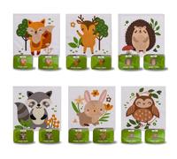 Bada Bing Set di 12 asciugamani magici con animali della foresta, in cotone, per bambini, circa 30 x 30 cm, 6 pezzi, per compleanno dei bambini