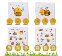 Bada Bing Set di 12 asciugamani magici con api - Incantevoli asciugamani in cotone con gancio, asciugamano magico per bambini, circa 30 x 30 cm, 4 pezzi, regalo di compleanno per bambini, regalo di