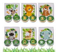Bada Bing Set di 12 asciugamani magici safari animali zoo in cotone con gancio - asciugamano magico per bambini circa 30 x 30 cm bomboniera compleanno bambini