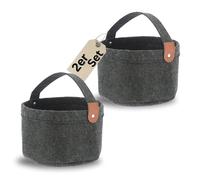 Bada Bing Set di 2 cestini rotondi in feltro, colore antracite, con manico, organizer per ufficio, piccolo cestino portaoggetti in feltro 78
