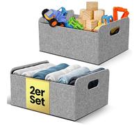 Bada Bing Set di 2 robusti cesti in feltro grigio chiaro per scaffali e guardaroba, organizer pieghevole, piccolo cestino pieghevole per la conservazione, scatola in feltro