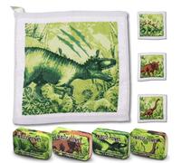 Bada Bing Set di 4 asciugamani magici dinosauri magici in cotone Dino, asciugamano magico per bambini, circa 30 x 30 cm, bomboniera compleanno per bambini