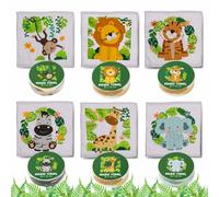 Bada Bing Set di 6 asciugamani magici con animali, safari, zoo, in cotone, per bambini, circa 30 x 30 cm, 6 pezzi, regalo per compleanno, pensierino 74