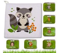 Bada Bing Set di 6 asciugamani magici con gancio - Foresta animali della foresta - Asciugamano in cotone - asciugamano magico per bambini circa 30 x 30 cm 6 volte come regalo di compleanno per bambini
