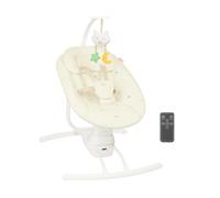 Badabulle Altalena laterale elettrica per bambini Buddy Cream - 3 velocità di dondolamento - 8 ninnenanne - Arco giochi