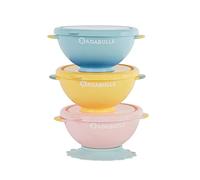 Badabulle Set di 3 ciotole Funcolors Bowls con coperchi e 1 ventosa antiscivolo, 330ml