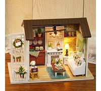 Badafaci Kit Fai da Te in Miniatura per Casa delle Bambole, Puzzle 3D in Legno con Mobili Realistici, Luci a LED per Lavori Creativi per Adulti e Decorazioni per la Casa