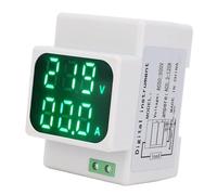 Badafaci Misuratore Combinato Digitale di Tensione CA e Corrente Display LED Verde da 0,56 Pollici 50-500 V 0,3-120 A con Precisione dell'1% per Montaggio su Guida DIN