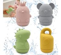 Badaren Confezione da 4 giocattoli per vasca da bagno | giocattoli acquatici per bambini, giocattoli da bagno in silicone per divertimento