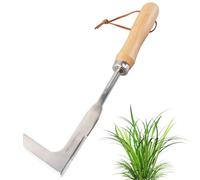 badaren Sarchiatore per Erbacce, Estirpatore Erbacce Manuale in Acciaio Inossidabile con Sarchiatore con Manico in Legno, Taglia Erbacce Manuale a Falce per Rimuovere Erbacce e Muschio (30 cm)