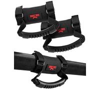 Badass Moto Roll Bar Grab Handles - SXS, ATV, & UTV Grab Handles Grips for 1.5 to 2" Rollbar - Black & Red Hand Grip Grabs with Stainless Steel Buckles for Honda, Teryx, Can-Am, Polaris, More - 2 pack