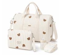 BADCRIS Borsa Parto Ospedale Mamma Grande, Borsa per Mamma Multiuso in Cotone, Borsa per Fasciatoio Neonato, con Pochette Mini e Tracolla Rimovibile per Viaggio, Parto in Ospedale e Passeggino