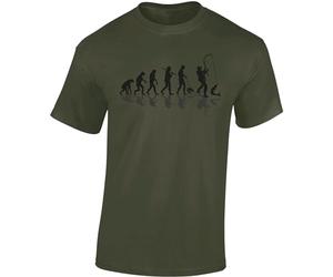 BADDERY Angel Tshirt da uomo: Evoluzione del pescatore - Maglietta da uomo - Regali pescatori - Abbigliamento da pesca, esercito, L