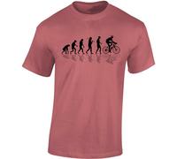 Baddery Bicicletta Maglietta da Uomo - „Bike Evolution“ (Rosa Antico L)