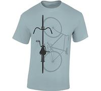Baddery Bicicletta Maglietta da Uomo - „Bike Shadow“ (Blu Ghiaccio M)