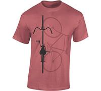Baddery Bicicletta Maglietta da Uomo - „Bike Shadow“ (Rosa Antico XL)