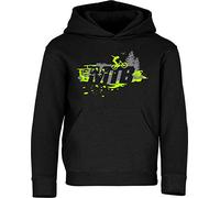 Baddery Felpa con Cappuccio per Bambini: MTB Mountain-Bike - Felpa Sportiva con Cappuccio per Ragazzi e Ragazze - Maglione Outdoor Mountain Bike (Nero 152)
