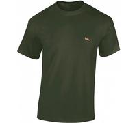 Baddery Jäger - Maglietta da uomo con volpe ricamata, Verde militare, L