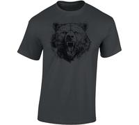 Baddery Maglietta con orsi - „Rage of The Wild“ (Grigio Scuro M)