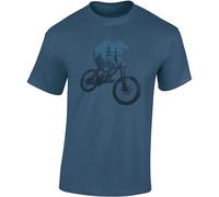 Baddery Maglietta da ciclismo da uomo: Forest Ride - MTB, denim blu, L