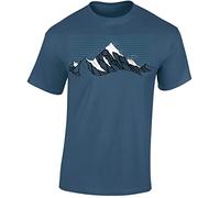 Baddery Maglietta da Escursione - „Vento di Montagna“ (Blu Denim XXL)