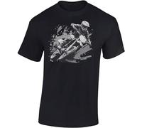 Baddery Maglietta da motocross da uomo: Dirt Rush - Maglietta per uomini e ragazzi - Enduro Moto Bike Shirt Abbigliamento, Nero , L
