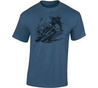 Baddery Maglietta da motocross da uomo: Dirt Rush - Maglietta per uomini e ragazzi - Enduro Moto Bike Shirt Abbigliamento, blu denim, S