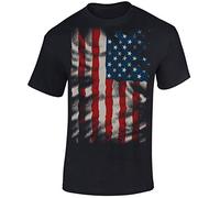 Baddery Maglietta da Uomo - „Stars And Stripes/Flow Design“ (Nero XXL)