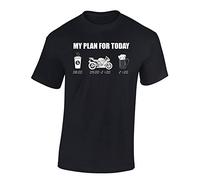Baddery Maglietta Motociclista - „My Plan for Today Motocicletta“ (Nero L)