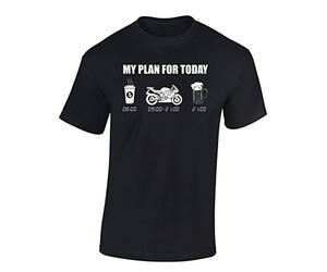 Baddery Maglietta Motociclista - „My Plan for Today Motocicletta“ (Nero L)
