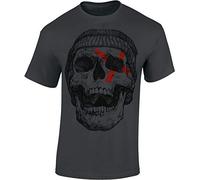 Baddery Maglietta: Patched Skull - Teschio Rattoppato T-Shirt - Maglia Uomo Uomini - Halloween - Fantasy - Regalo - Testa di Morto - Horror Orrore - Gamer - Sci-Fi - Videogioco - Zombi-e (XL)