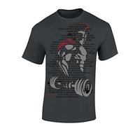Baddery Maglietta: Train Hard Spartan - Idea Regalo per culturista - T-Shirt Divertente - Maglia Uomo - Bodybuilder- Bodybuilding - Culturismo - Fitness - Sparta - Muscoli - Muscle - Training (XL)