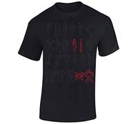 Baddery Vichinghi Maglietta da Uomo - „Rune di Odin“ (Nero L)