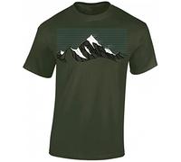 Baddery Wander - Maglietta da uomo "Bergwind" - Maglietta per escursionisti e alpinisti con motivo montagna, Army - Vento di montagna, XL