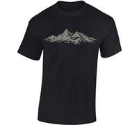 Baddery Wander Tshirt da uomo: Alpengipfel - Arrampicata - Regalo per gli amanti delle escursioni - Attrezzature per alpinismo, Nero , L