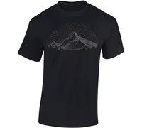 Baddery Wander Tshirt da uomo: cielo di montagna - arrampicata - regalo per gli amanti delle escursioni - attrezzature per alpinismo, Nero , L