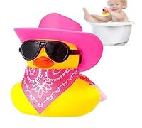 Badeend Cowboy per auto, papera da cowboy, decorazione per auto con anatra di gomma divertente e alla moda, accessorio per cruscotto, accessori per la doccia per bambini