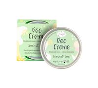 BadeFee Crema deodorante al limone, vegana (50 ml) senza alluminio, con burro di karitè, cocco e olio di mandorle, cura delicata e protezione per 24 ore da odori di sudore per ascelle sensibili -