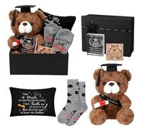 Baderke Set regalo di laurea per lei 2024 Congratulazioni Grad Set Regalo di Peluche Orso Bussola Braccialetto Inciso Laser Acrilico Keepsake Novità Calzini Graduazione Trucco Borsa per