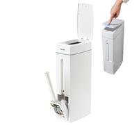 Badezimmer-Mülleimer - Platzsparender Mülleimer mit integrierter Toilettenbürste | Schlanker Mülleimer mit Deckel für enge Badezimmer | Praktisches und stilvolles Badzubehör im kompakten Design