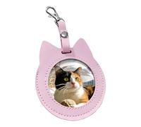 Badge Case | Cat Shape Leather Storage Sleeve, Round Badge Protective Case For Kids Teens Adults Collectors Concerts Students School Events Trade Shows Craft Projects Themed Party Use, Cute Holde