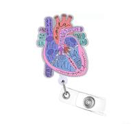 Badge Retrattile per cuore Acrilico 60cm Clip Girevole Badge(Heart) | Design per cuore anatomico, cordino 60cm, clip girevole 360, acrilico per trasparente, leggero 15g