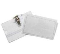 Badge Targhetta Portanome In Pvc Trasparente 50 Pezzi Con Clip Spilla In Metallo 9x5.5