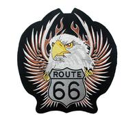 Badge Termoadesiva Patch Tessuto Route 66 Toppa Falco Nero Moto Giacca Grande
