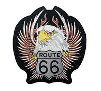 Badge Termoadesiva Patch Tessuto Route 66 Toppa Falco Nero Moto Gilet Giacca