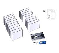 Badgepoint Vista 40 - Set completo di 20 etichette con foglio stampato e modelli per PC, 63 x 40 mm, scrivibili, etichette magnetiche per abbigliamento, antiscivolo, colore: antracite