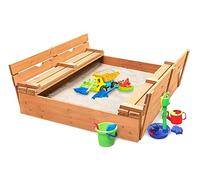 Badger Basket Covered Convertible Cedar Sandbox with Bench Seats, Natural